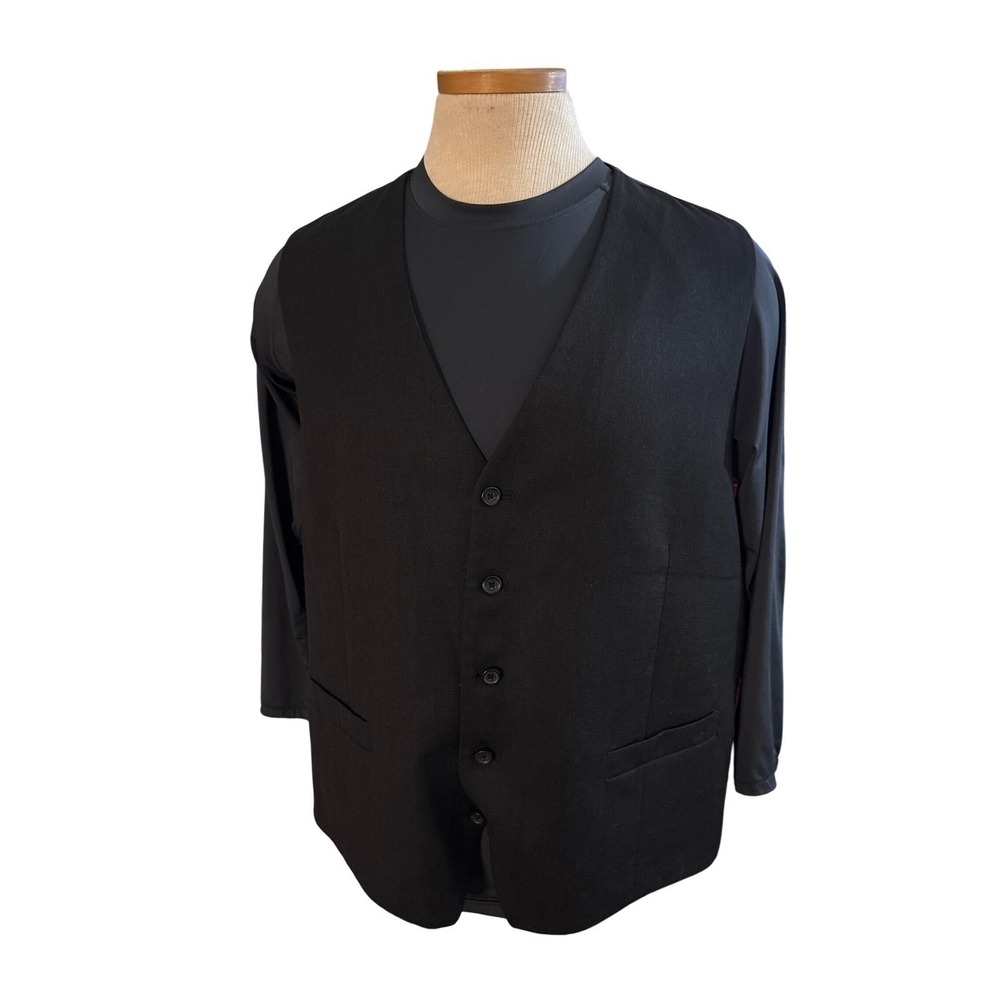 Pronto‎ Uomo Men Solid Black Wool Blend 3 Piece Suit Size 48x 43 Regular